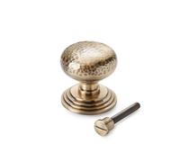AB Hardware Antique Brass Hammered Cottage Centre Door Knob Stepped Backplate Front Back Dummy Solid Pull