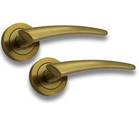 AB Hardware Antique Brass Lever On Rose Curved Internal Door Handles Set Pair New Pairs