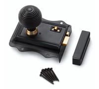 AB Hardware Black Brass Olde Victorian Rim Lock Ebonised Antique Brass Beehive Door Knobs