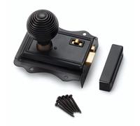 AB Hardware Black Brass Olde Victorian Rim Lock Ebonised Matt Antique Beehive Door Knobs