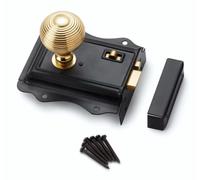 AB Hardware Black Brass Olde Victorian Rim Lock Hollow Polished Brass Beehive Door Knobs