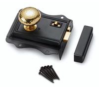 AB Hardware Black Brass Olde Victorian Rim Lock Polished Brass Hammered Cottage Door Knobs
