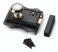 AB Hardware Black Brass Olde Victorian Rim Lock Polished Nickel Cottage Door Knobs