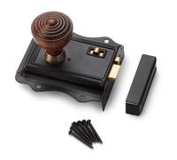AB Hardware Black Brass Olde Victorian Rim Lock Rosewood Antique Brass Ringed Door Knobs