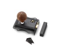 AB Hardware Black Brass Olde Victorian Rim Lock Rosewood Polished Chrome Beehive Door Knobs