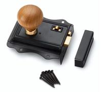 AB Hardware Black Brass Olde Victorian Rim Lock Teak Polished Brass Bun Door Knobs