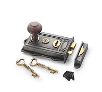 AB Hardware Pewter Cast Iron Davenport Rim Lock Solid Aged Bronze Beehive Door Knob Set