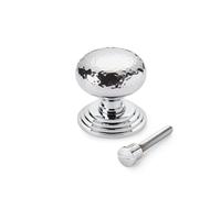 AB Hardware Polished Chrome Hammered Cottage Centre Door Knob Stepped Backplate Front Back Dummy Solid Pull