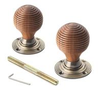 AB Hardware Rosewood & Antique Brass Beehive Door Knobs Traditional Rim & Mortice Compatible