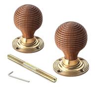 AB Hardware Rosewood Beehive Rim Mortice Door Knobs Knob Pair Set Quality Victorian New (Aged Brass)