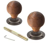AB Hardware Rosewood Beehive Rim Mortice Door Knobs Knob Pair Set Quality Victorian New (Matt Antique Brass)