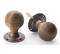 AB Hardware Rosewood Matt Antique Brass Wooden Beehive Door Knobs Brass Handle Hard Wood Rim