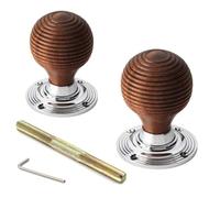 AB Hardware Rosewood & Polished Chrome Beehive Door Knobs Traditional Rim & Mortice Compatible