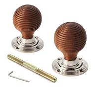 AB Hardware Rosewood & Polished Nickel Beehive Door Knobs Traditional Rim & Mortice Compatible