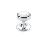 AB Hardware Solid Brass Octagonal Centre Door Knob 70mm - Polished Chrome Front Door Pull with Tiered Backplate