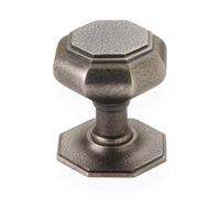 AB Hardware Very Large Pewter Hammered Octagonal Centre Door Knob 110mm Solid Brass Georgian Style Front Door Pull