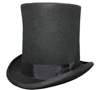 AB Hats 8" High Hand Made 100% Wool Satin Lined Lincoln Stovepipe Top Hat Small to XXL (S) Black