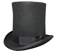 AB Hats 8" High Hand Made 100% Wool Satin Lined Lincoln Stovepipe Top Hat Small to XXL (Small (55cm)) Black