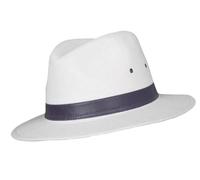 AB Hats and Accessories Summer Fedora 100% Cotton Classic Sun Hat with Faux Leather Band Stylish Sunhat Holiday Beach (UK, Alpha, M, Navy)