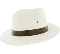 AB Hats and Accessories Summer Fedora 100% Cotton Classic Sun Hat with Faux Leather Band Stylish Sunhat Holiday Beach (UK, Alpha, M, Brown)