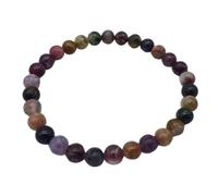 AB India Crafts Tourmaline Elastic Bracelet - Handmade in India - Black or Multicoloured - Protection & Inner Balance - Beads 4-10mm - 18 or 21cm - Natural Stone Jewellery with Pouch, 6 mm | 18 cm