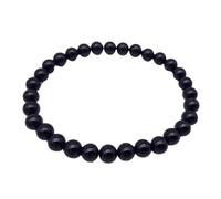 AB India Crafts Tourmaline Elastic Bracelet - Handmade in India - Black or Multicoloured - Protection & Inner Balance - Beads 4-10mm - 18 or 21cm - Natural Stone Jewellery with Pouch, 6 mm | 21 cm