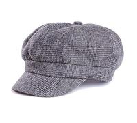 AB Ladies Baker Boy Hat Grey Check Newsboy Cabbie Bretton Cadet 8 Panel Cap Adjustable Satin Lined (Dark Grey)
