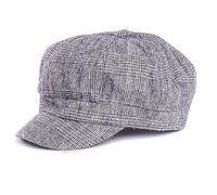 AB Ladies Baker Boy Hat Grey Check Newsboy Cabbie Bretton Cadet 8 Panel Cap Adjustable Satin Lined (Light Grey)