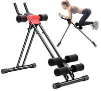 Ab Machine, Abs Workout Equipment, Adjustable Ab Trainer Machine for Abs Workout at Home Gym, Foldable, Knee Protection, Strength Training Exercise Equipment for Body Shaping (Red)