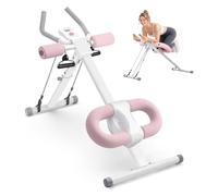 Ab Machine, Adjustable Ab Trainer Machine for Abs Workout at Home Gym, Abdominal Trainer for Stomach Workout, Foldable Abdominal Exercise Machine with Knee Protection and LCD Monitor (Pink)