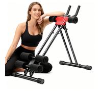 Ab Machine Gym Equipment for Home, Foldable Abdominal Trainer Abs Work out Equipment for Home, 5 Gear Height Adjustable Core Strength Training Equipment (Red Black)