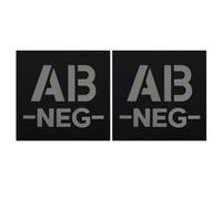 AB NEG Blood Type Negative Tactical Patch, IR Reflective, Hook Backing, 5cm Square