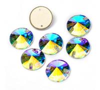 AB Rivoli Glass Stones Flatback Sewing Crystal Strass Craft Sew On Rhinestone for Clothes AB 12mm 84Pcs
