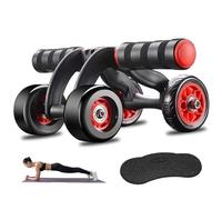 Ab Roller Automatic Rebound Abs Trainer 4 Wheels Heavy Duty Abdominal Wheel with Kneeling Mat Non-slip Low Noise Core Workout Ab Roller Wheel for Men Women Ab Roller Abdominal Wheel Ab Roller W