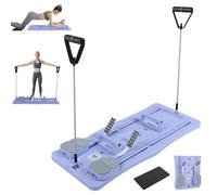 Ab Roller Board, Pilates Reformer Machine with Resistance Rope & Timer, Multi-Functional Full-Body Workout Trainer, Core Strength and Abdominal Training, Automatic Rebound Ab Roller for Home Gym Use