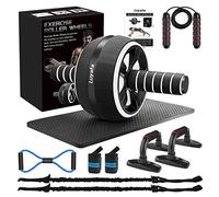 Ab Roller Wheel, 10-In-1 Ab Exercise Wheels Kit with Resistance Bands, Knee Mat, Jump Rope, Push-Up Bar - Home Gym Equipment for Men Women Core Strength & Abdominal Exercise