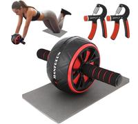 Ab Roller Wheel for Core Strengthening, Abdominal Exercise Machine with 2 Grip Strength Trainer, Portable Fitness Equipment for Home Gym Workouts, Belly Fat Burner, Workout Exerciser Abs Slider for