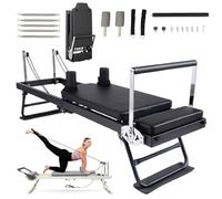 Ab Roller Wheel with Elbow Support, Multifunctional Abdominal Pilates Reformer Machine for Home Full Body Workout for Hone Use, Abs Workout Equipment, Core Workout Equipment (Black)