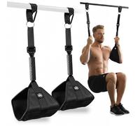 Ab Straps for Pull Up Bar, Heavy-Duty 350LB Core & Abs Trainer, Extra Wide 7.8” Leather Padded Arm Supports, Adjustable Length, Cable Machine Compatible (Black)