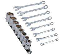 AB Tools 1/2" Bsw 8Pc Whitworth Shallow Sockets & 8Pc Bsw Whitworth Spanners