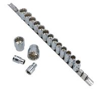 AB Tools 1/2"dr Shallow Metric Sockets With Storage Rail 17Pc Set Te052