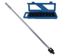 AB Tools 1/2" Drive Breaker Power Bar 30" + 10Pc Impact Deep Sockets 10mm - 24mm
