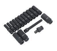 AB Tools 1/2" Drive Deep Metric Impact Sockets Extension Bar + Universal Joint 10 - 27mm