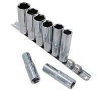 AB Tools 1/2" Drive Deep Metric Sockets 13mm - 24mm 6 Sided On Rail 8Pc By Bergen Au054