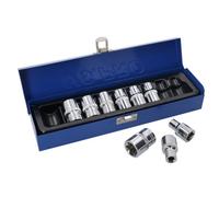 AB Tools 1/2" Drive Female Torx Star E Shallow Sockets E10 - E24 9Pc Set In Metal Tin