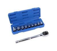 AB Tools 1/2" Drive Straight Ratchet + Female Torx Star E Sockets E10 - E24 10Pc Set