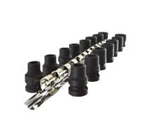 AB Tools 1/2" Drive Stubby Metric Impact Sockets 6 Sided Single Hex 10mm - 24mm 15Pc