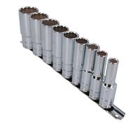 AB Tools 1/2" Drive Whitworth Double Deep British Sockets Bsw 9Pc 12 Sided Bi-Hex