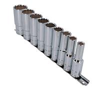 AB Tools 1/2" Drive Whitworth Double Deep British Sockets BSW 9pc 12 Sided Bi-hex