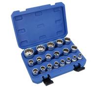 AB Tools 1/2In Drive Gear Lock Metric + Imperial Sockets 8 - 32mm 5/16 - 1-1/4 19Pc Set